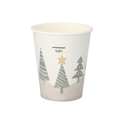 Trinkbecher, Pappe "To Go" 0,2 l Ø 8 cm · 9,1 cm "Winter Forest"