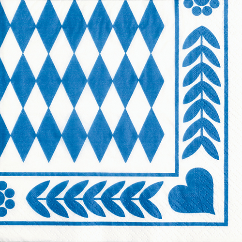 Servietten, 3-lagig 1/4-Falz 33 cm x 33 cm "Bayrisch Blau"