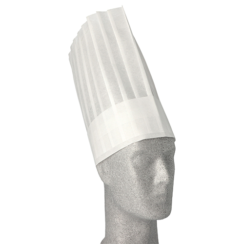 "WORK-INN/-PS" Kochmützen, Vlies 30 cm x 28 cm weiss "Toskana" größenverstellbar, gelegte Falten