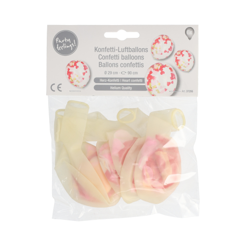 Luftballons Ø 29 cm mit Herz-Konfetti