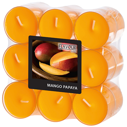 "GALA" Duftlichte Ø 38 mm · 24 mm pfirsich - Mango-Papaya in Polycarbonathülle