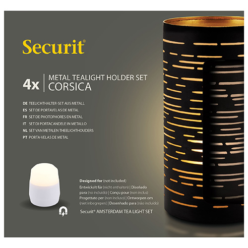 Kerzenhalter Ø 8 cm · 15 cm schwarz/gold "Corsica"