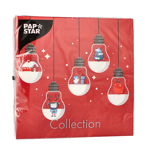 Servietten, 3-lagig 1/4-Falz 33 cm x 33 cm rot "Lighting"