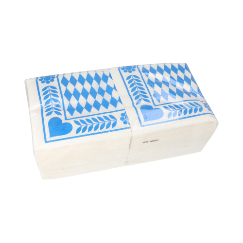 Servietten, 3-lagig 1/4-Falz 33 cm x 33 cm "Bayrisch Blau"