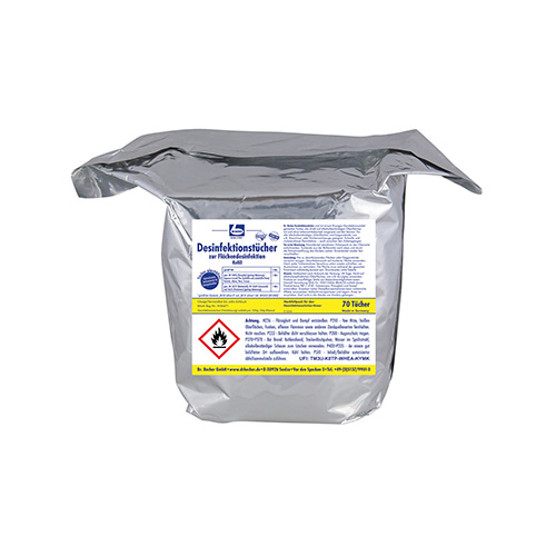 "Dr. Becher" Desinfektionstücher 29 cm x 30 cm weiss zur Flächendesinfektion (Nachfüllpack)