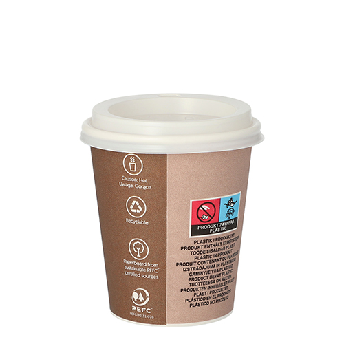 Trinkbecher, Pappe mit Deckel, PS "To Go" 0,2 l Ø 8 cm · 9,1 cm