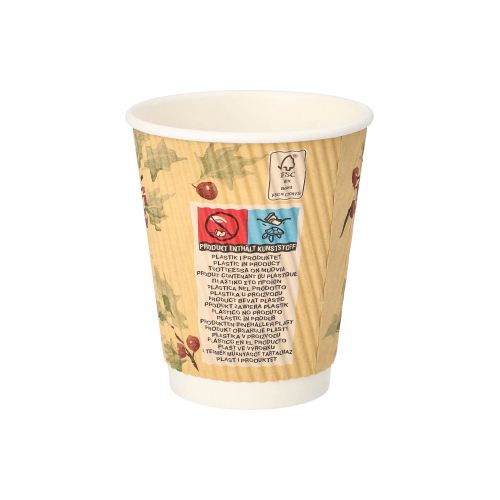 Trinkbecher, Pappe 0,2 l Ø 8 cm · 9 cm natur "Mistletoe" Ripple Wall