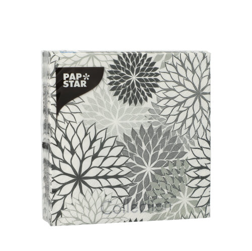 Servietten, 3-lagig 1/4-Falz 25 cm x 25 cm grau "Floralies"