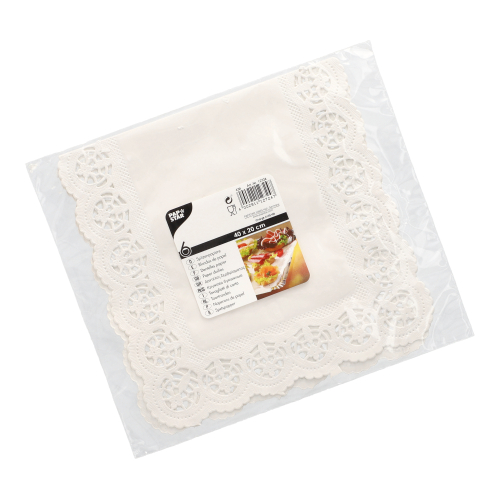 Spitzenpapiere eckig 40 cm x 20 cm weiss
