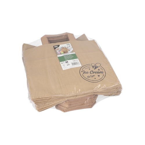 Tragetaschen, Papier 25 cm x 26 cm x 17 cm braun "Icelove" mit Tragegriff