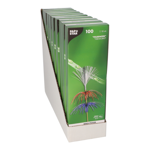 Deko-Picker 18 cm farbig sortiert "Feuerwerk" 3-lagig