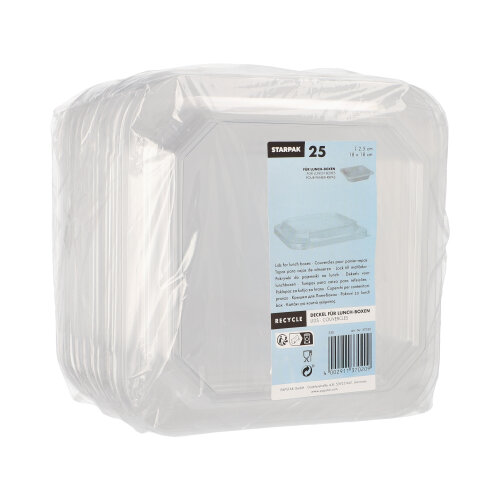 Deckel für Lunchboxen PET eckig 2,5 cm x 18 cm x 18 cm transparent