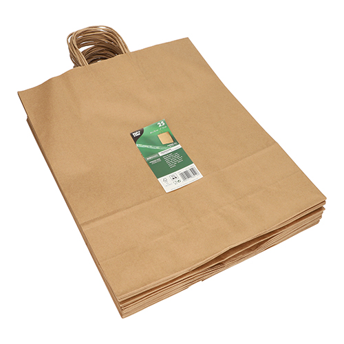 Tragetaschen, Papier 40 cm x 32 cm x 12 cm braun mit gedrehtem Tragegriff
