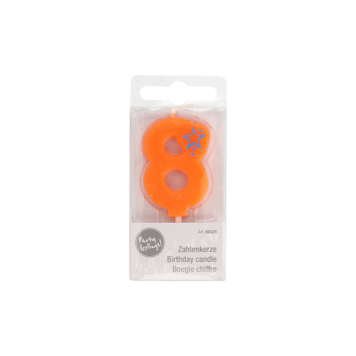 Zahlenkerze, Mini 6,8 cm orange "8"