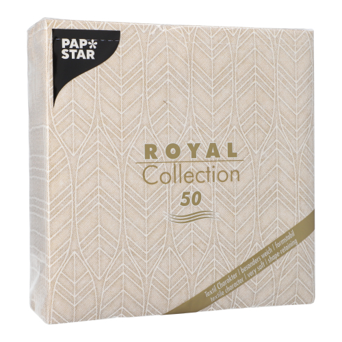 Servietten "ROYAL Collection" 1/4-Falz 40 cm x 40 cm sand "Leaves"