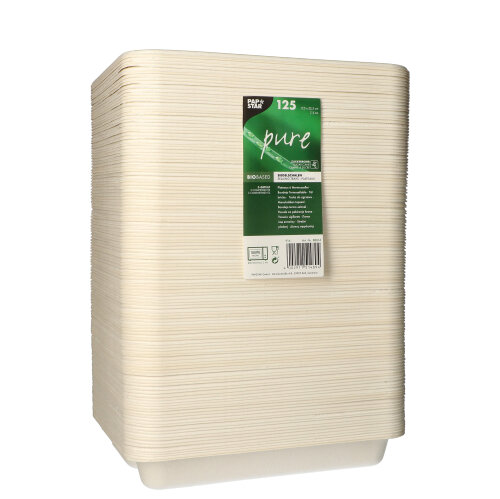 Siegelschalen Zuckerrohr 3-geteilt 850 ml 3 cm x 17,5 cm x 22,5 cm weiss