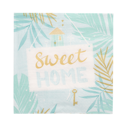 Servietten, 3-lagig 1/4-Falz 33 cm x 33 cm mint "Sweet Home"