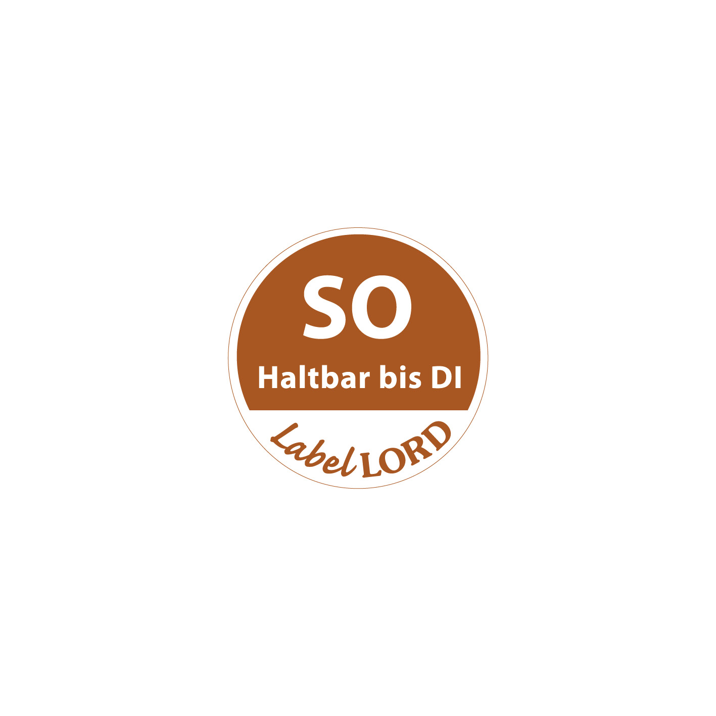 "LabelLord" HACCP Lebensmitteletiketten Ø 19 mm braun "Aqualabel" SO haltbar bis DI, abwaschbar