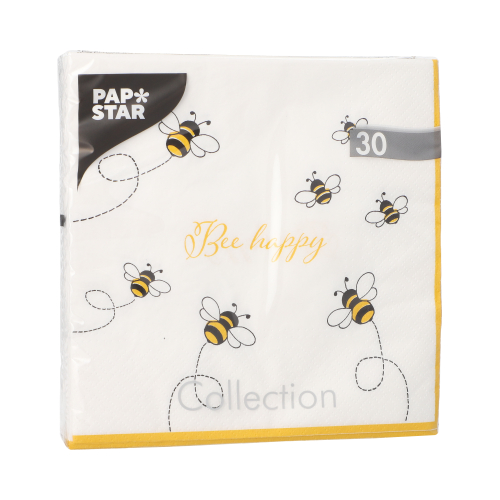 Servietten, 3-lagig 1/4-Falz 33 cm x 33 cm "Bee Happy"