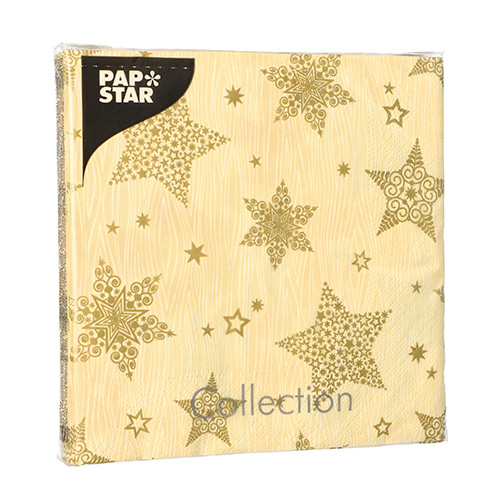 Servietten, 3-lagig 1/4-Falz 33 cm x 33 cm creme "Christmas Shine"