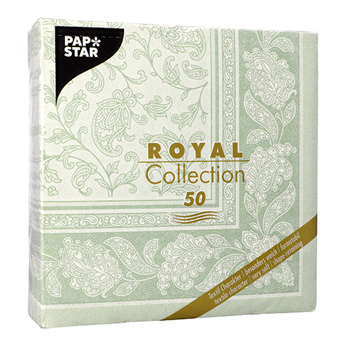 Servietten "ROYAL Collection" 1/4-Falz 40 cm x 40 cm jadegrün "Ornaments"