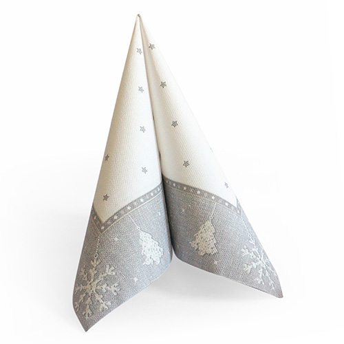 Servietten "ROYAL Collection" 1/4-Falz 40 cm x 40 cm silber "X-Mas"
