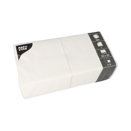 Servietten, 1-lagig 1/4-Falz 33 cm x 33 cm weiss