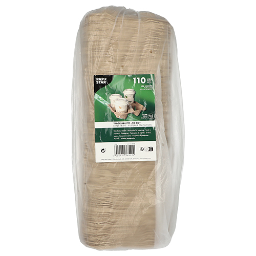Tragetabletts, Pappe "To Go" 4,7 cm x 22,4 cm x 22,4 cm natur für 4 Becher