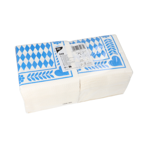 Servietten, 3-lagig 1/4-Falz 33 cm x 33 cm "Bayrisch Blau"