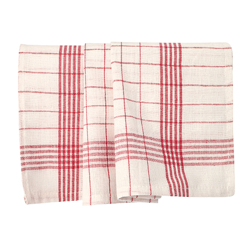 Geschirrtücher 70 cm x 50 cm weiss/rot "Halbleinen"