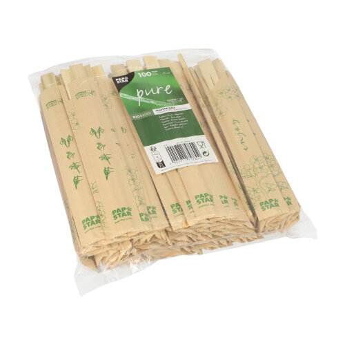 Paar Essstäbchen Bambus "pure" 21 cm einzeln gehüllt