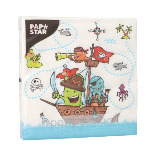 Servietten, 3-lagig 1/4-Falz 33 cm x 33 cm "Pirate Crew"