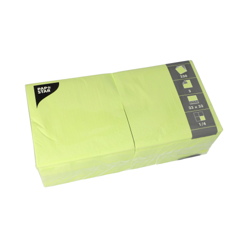 Servietten, 3-lagig 1/4-Falz 33 cm x 33 cm limonengrün
