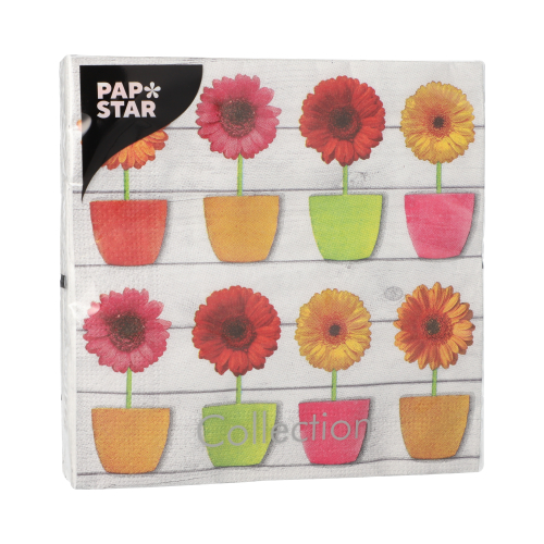 Servietten, 3-lagig 1/4-Falz 33 cm x 33 cm "Glowing Gerberas"