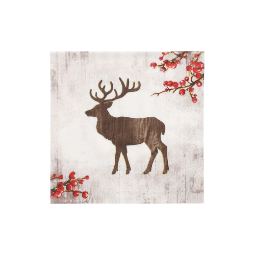 Servietten, 3-lagig 1/4-Falz 25 cm x 25 cm "X-Mas Deer"