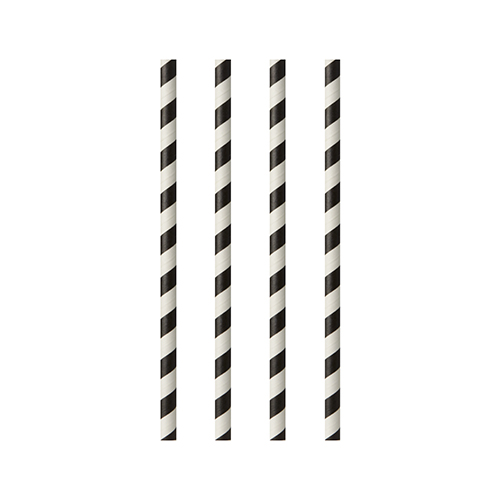 Trinkhalme, Papier Ø 6 mm · 20 cm schwarz/weiss "Stripes"