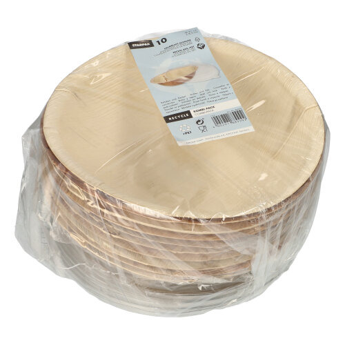 Schalen, Palmblatt rund 800 ml Ø 21 cm · 8,5 cm mit rPET Deckel "Kombipack"