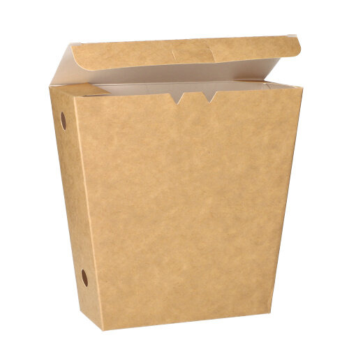 Pommes-Frites-Schütte, Pappe "pure" 4,3 cm x 14,5 cm x 11 cm braun mit Klappdeckel