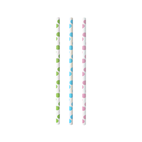 Trinkhalme, Papier Ø 6 mm · 20 cm farbig sortiert "Dots"