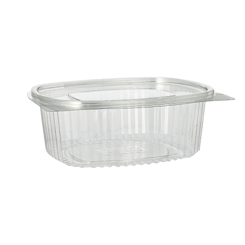 Feinkost- und Salatschalen mit Klappdeckel, R-PET oval 750 ml 6,2 cm x 14,4 cm x 17,5 cm klar