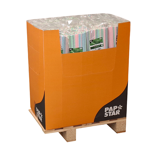 Trinkhalme, Papier Ø 6 mm · 21 cm farbig sortiert