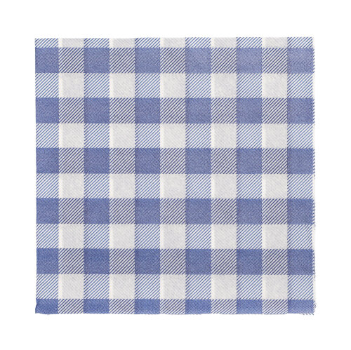 Servietten, 1-lagig 1/4-Falz 33 cm x 33 cm blau/weiss "Vichy Karo"