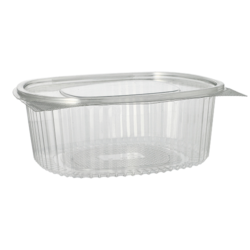 Feinkost- und Salatschalen mit Klappdeckel, R-PET oval 1500 ml 7,6 cm x 18,2 cm x 20,8 cm klar