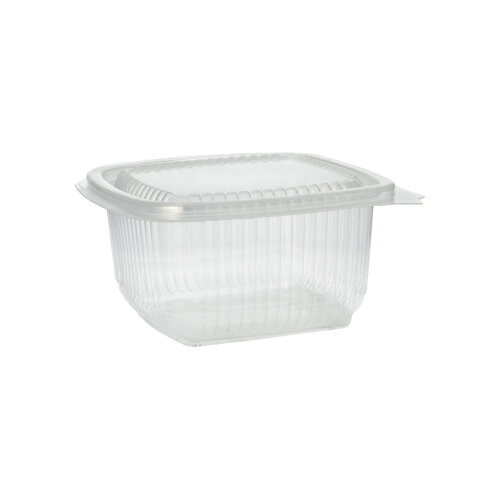 Verpackungsbecher mit Klappdeckeln, PP rechteckig 375 ml 6,2 cm x 11,5 cm x 12 cm transparent