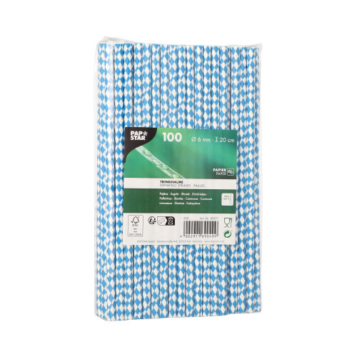 Trinkhalme, Papier Ø 6 mm · 20 cm "Bayrisch Blau"