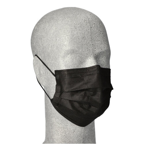 "Medi-Inn" Mundschutz Type II 3-lagig 9 cm x 17,5 cm schwarz mit Nasenbügel