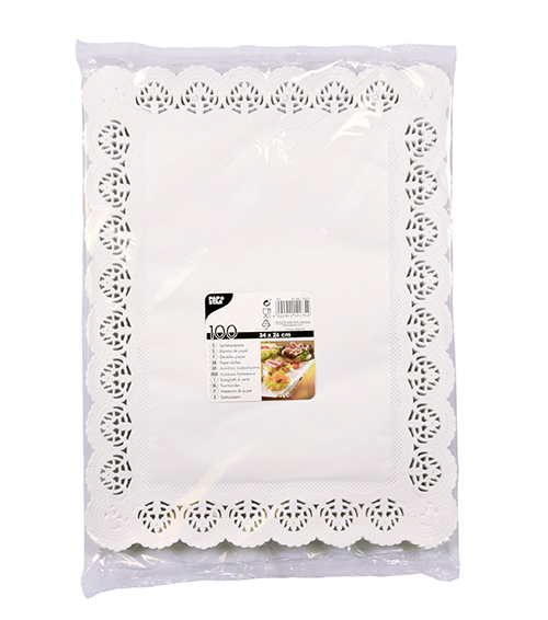 Spitzenpapiere eckig 34 cm x 26 cm weiss