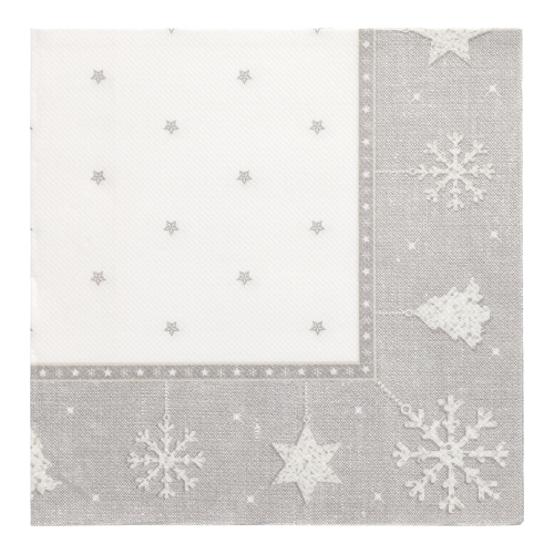 Servietten "ROYAL Collection" 1/4-Falz 40 cm x 40 cm silber "X-Mas"