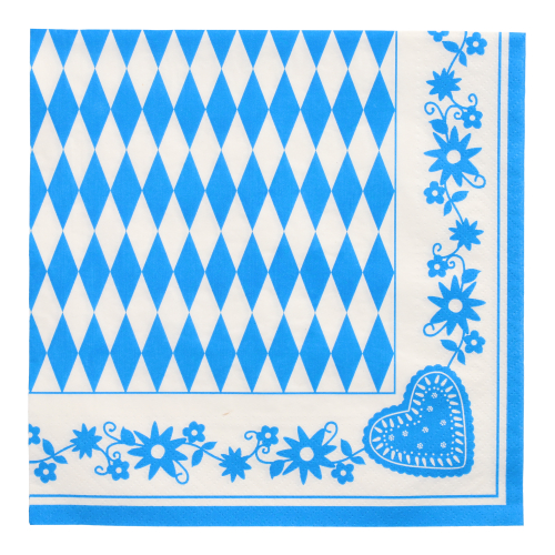 Servietten, 3-lagig 1/4-Falz 40 cm x 40 cm "Bayrisch Blau"