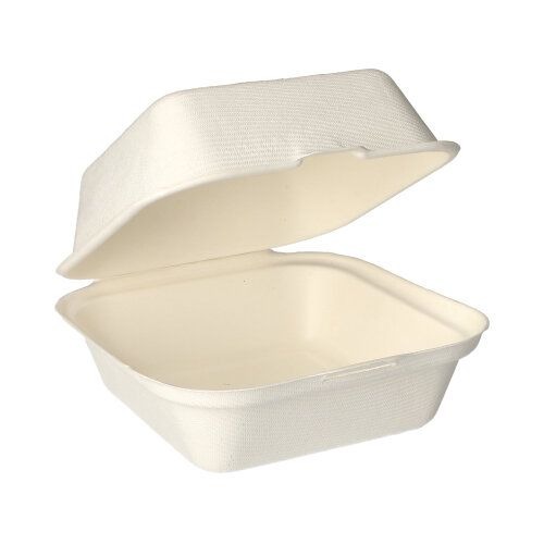 Hamburger-Boxen Zuckerrohr "pure" 8 cm x 14 cm x 15 cm weiss